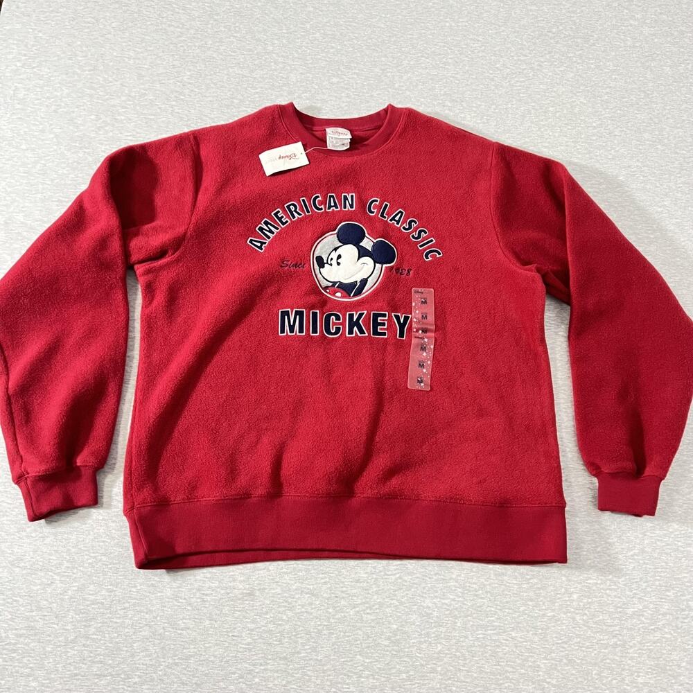 Disney Store Mickey Sweatshirt Mens Medium Red Fleece American Classic Pullover